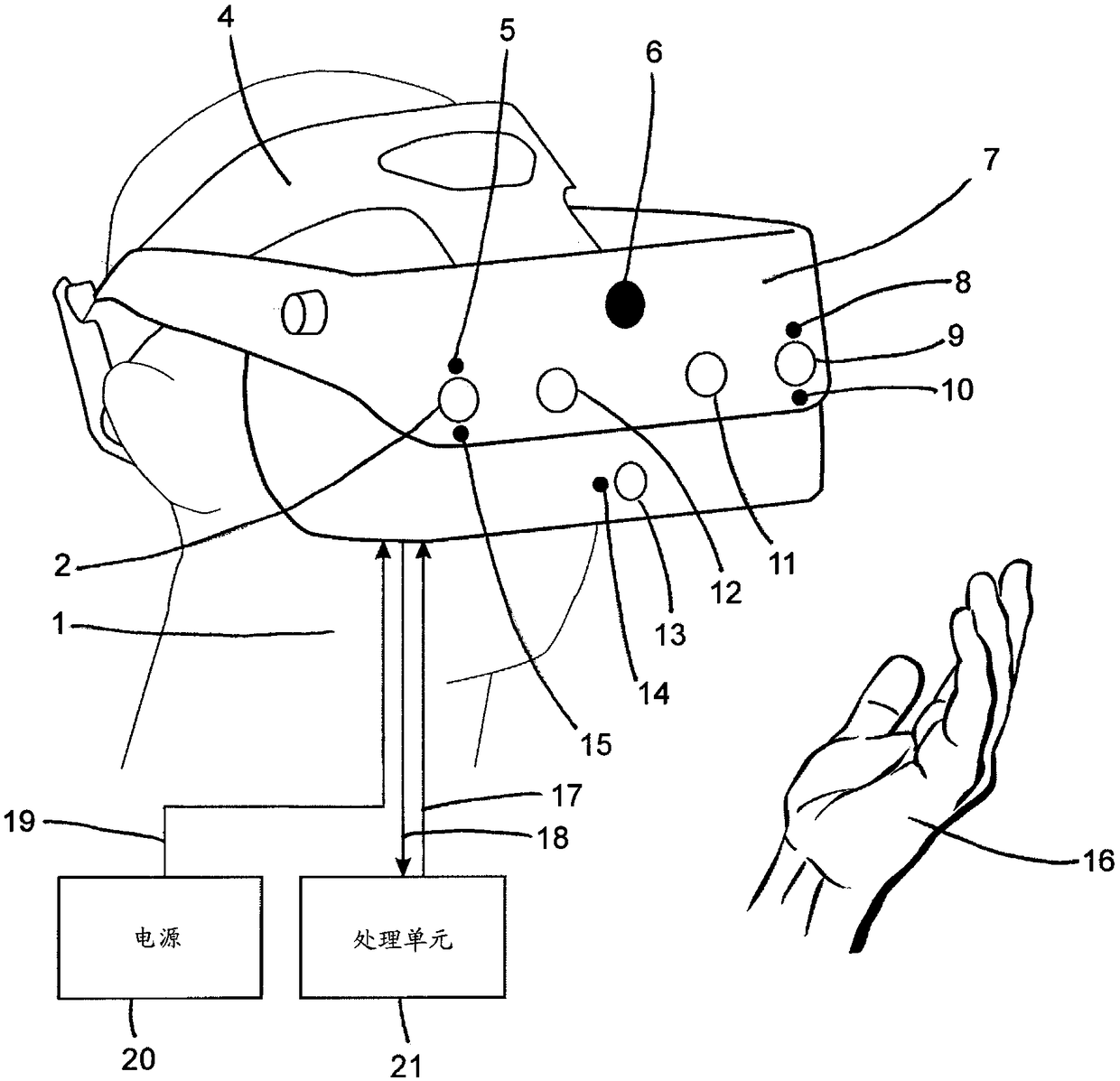 Head-mounted display for virtual and mixed reality with inside-out positional, user body and environment tracking