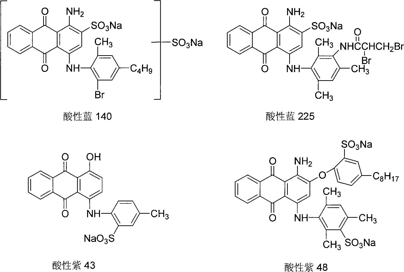 Photocatalysis oxidation method for treating waste water of anthraquinone dye