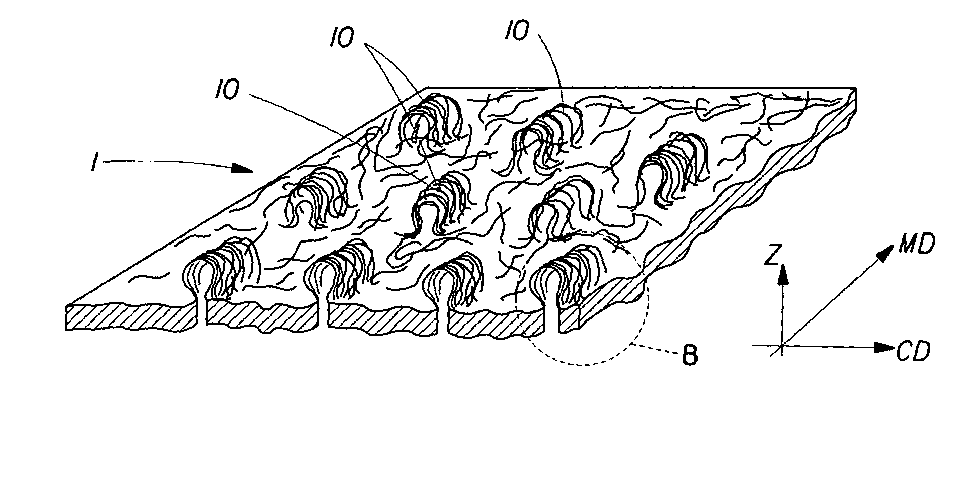 Looped nonwoven web