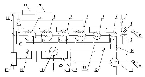 Energy-saving low-temperature multiple-effect seawater desalting device