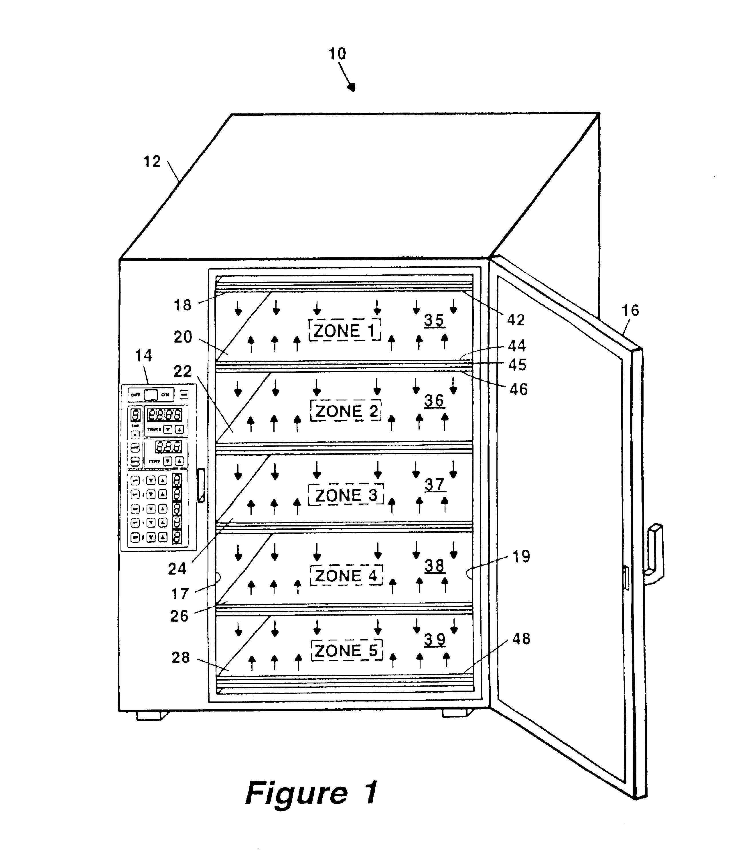 Multiple panel oven having individual controls for combined conductive and radiant heating panels