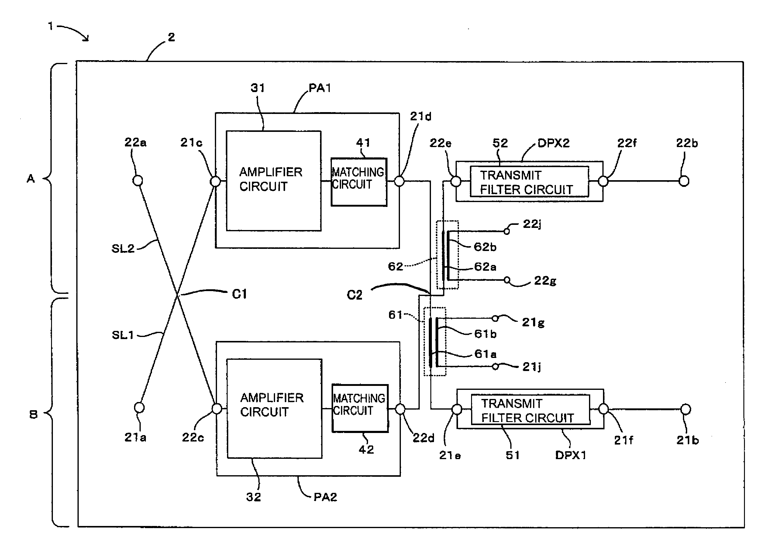 Multiband-support radio-frequency module