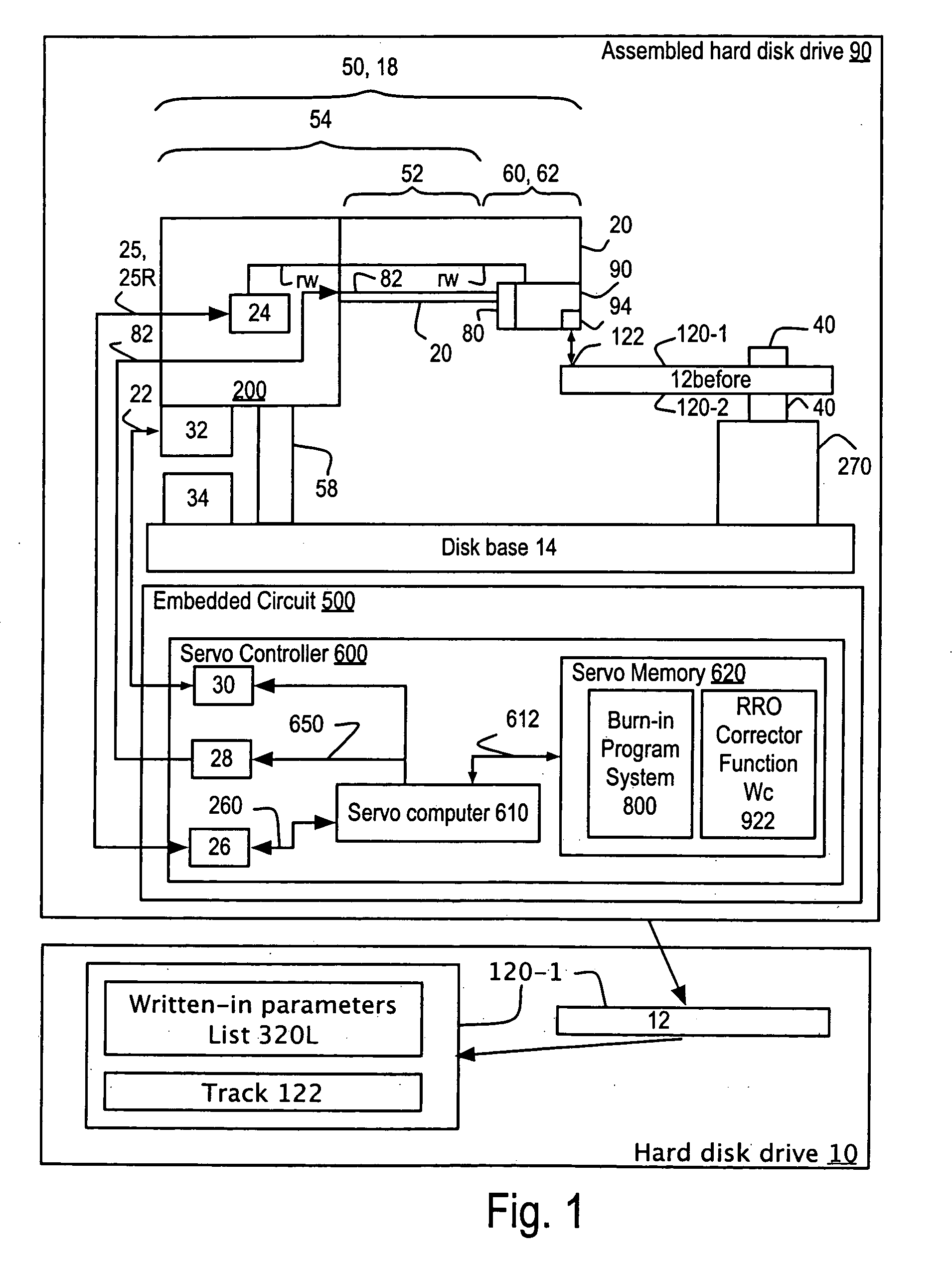 Method and apparatus for single written-in Repeatable Run-Out correction function used in multi-stage actuation control of hard disk drive