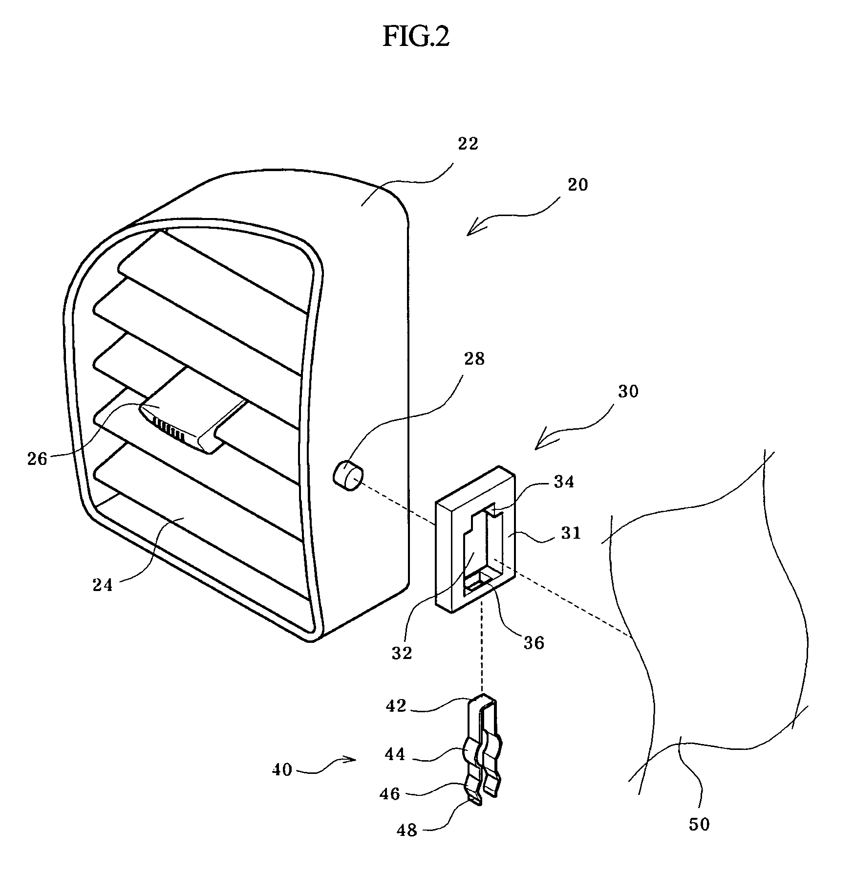 Hinge structure of an air vent grill