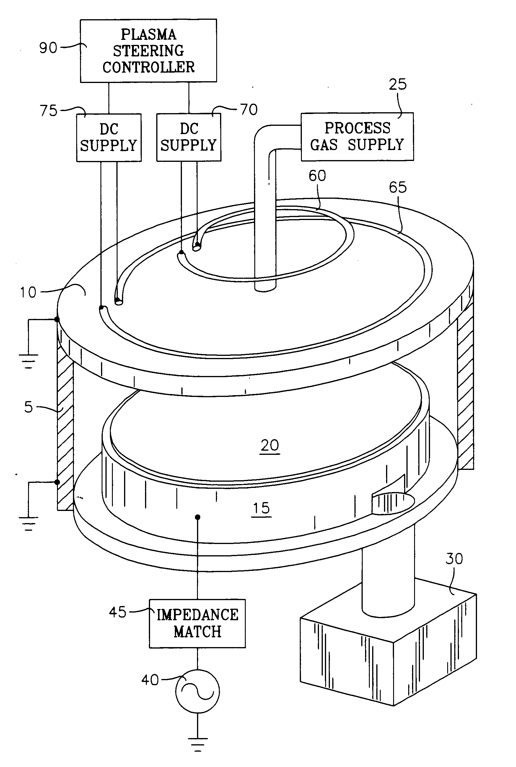 Plasma reactor with minimal D.C. coils for cusp, solenoid and mirror fields for plasma uniformity and device damage reduction