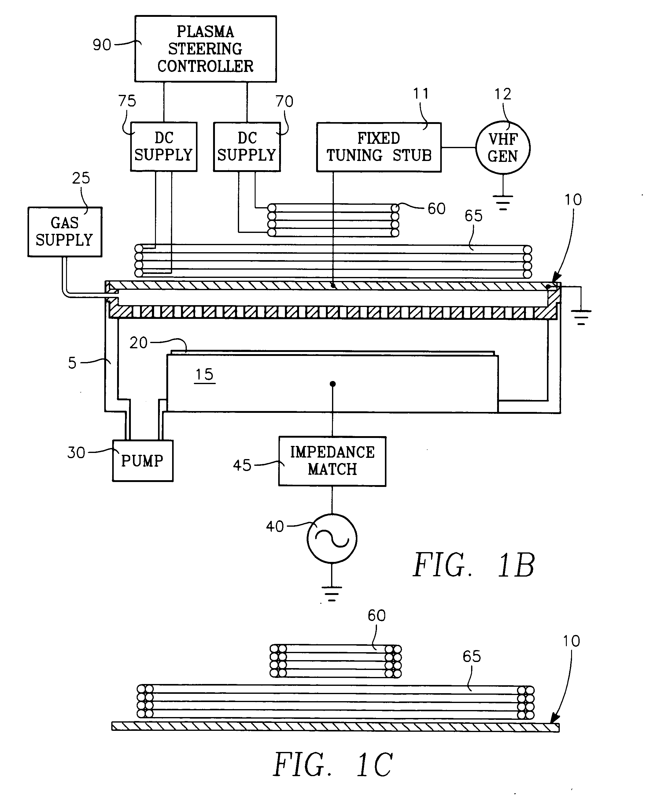 Plasma reactor with minimal D.C. coils for cusp, solenoid and mirror fields for plasma uniformity and device damage reduction