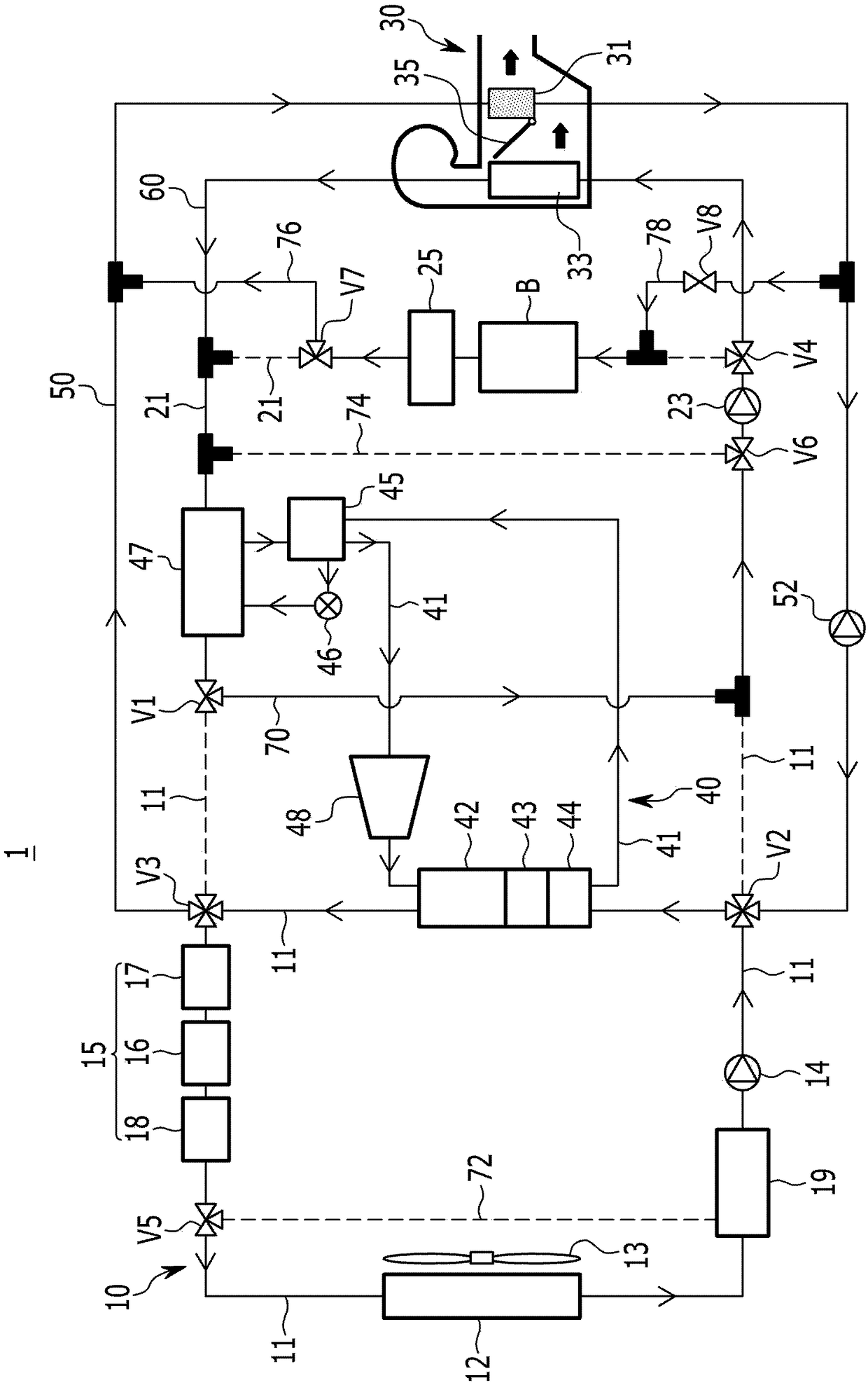 Heat pump system for vehicle