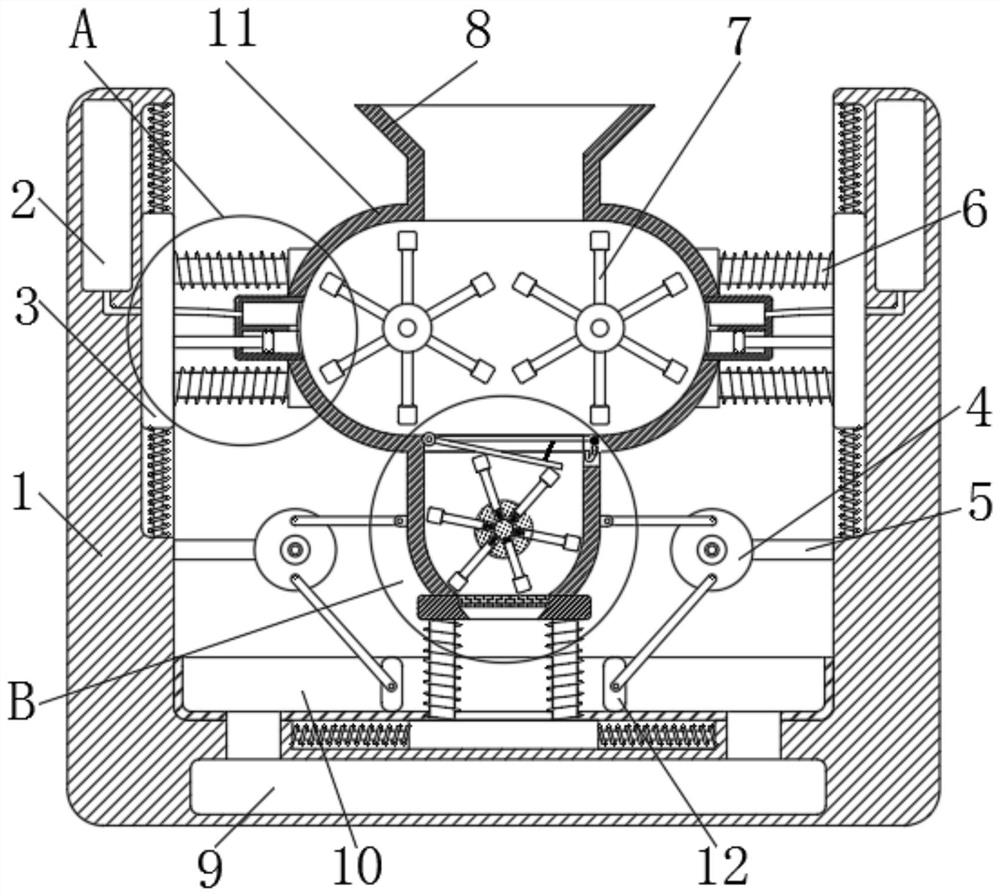 High-efficiency hammer crusher capable of reducing vibration and automatically removing dust