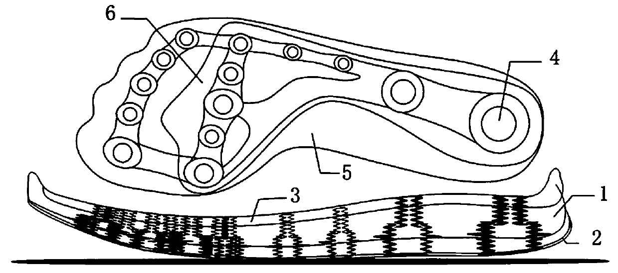 Disperse-contact stepwise damping sole