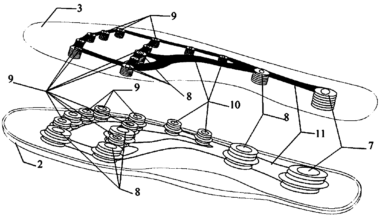 Disperse-contact stepwise damping sole