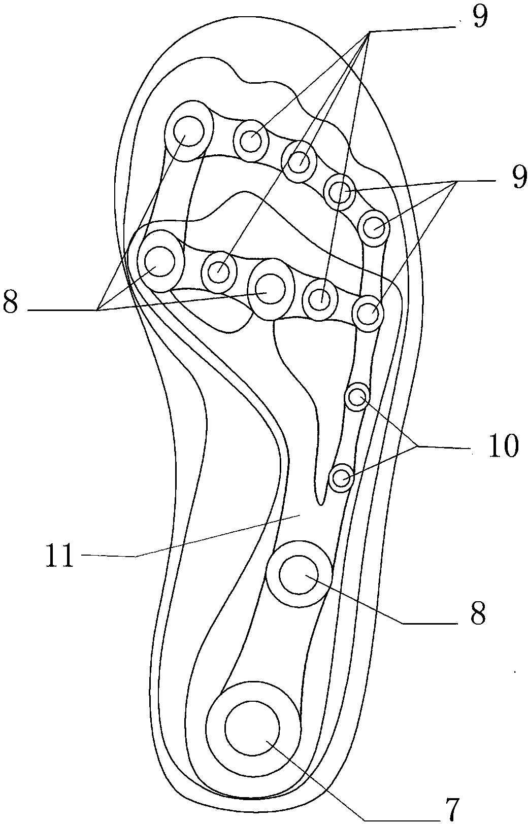 Disperse-contact stepwise damping sole