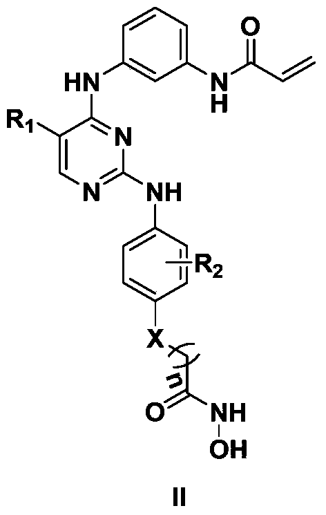 2,4-diarylaminopyrimidine derivatives containing hydroxamic acid fragments and their preparation and application