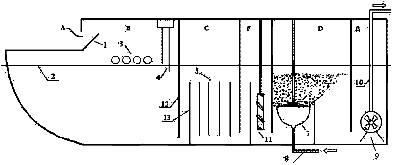 Collecting and treating integrated device for wide-area water surface leakage crude oil