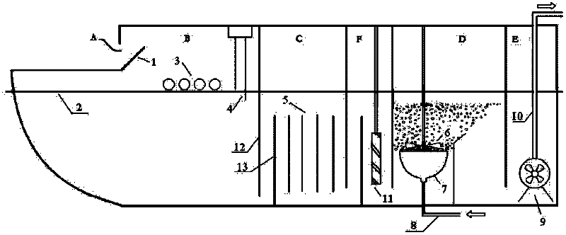 Collecting and treating integrated device for wide-area water surface leakage crude oil