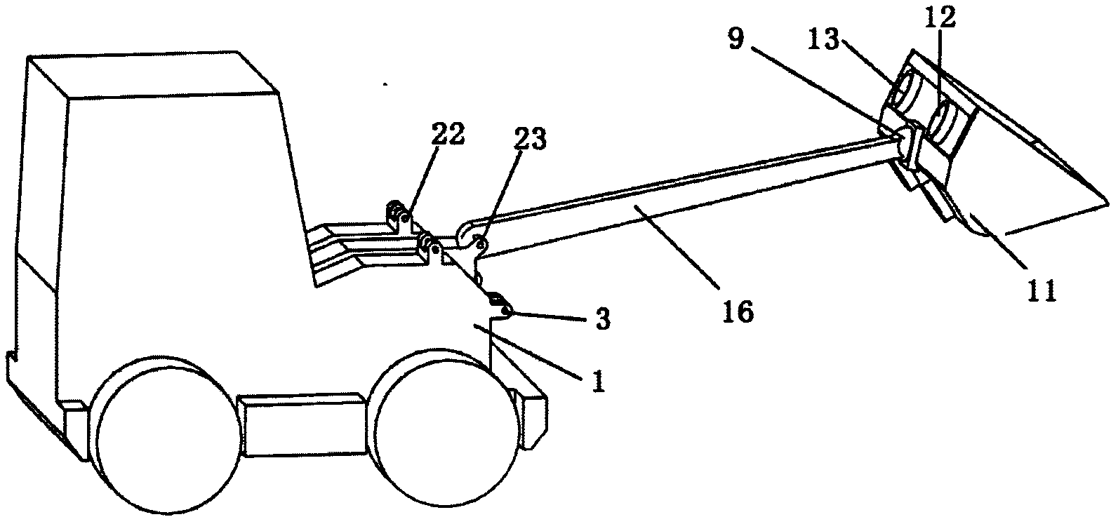 Space-controllable mechanism type loader