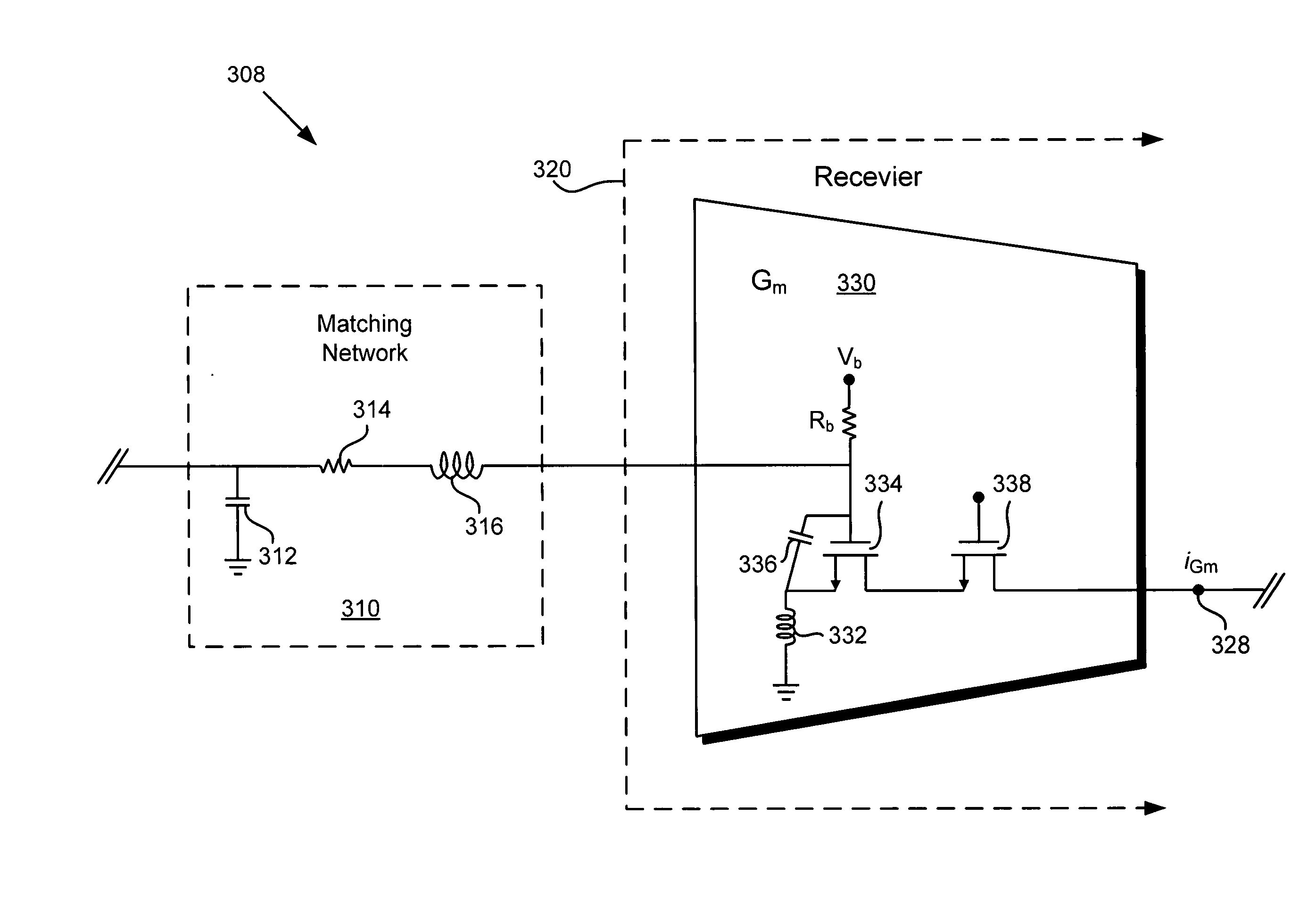 Concurrent impedance and noise matching transconductance amplifier and receiver implementing same