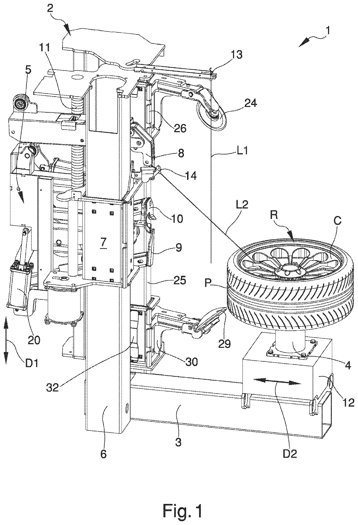 Machine for fitting and removing wheel tyres for vehicles