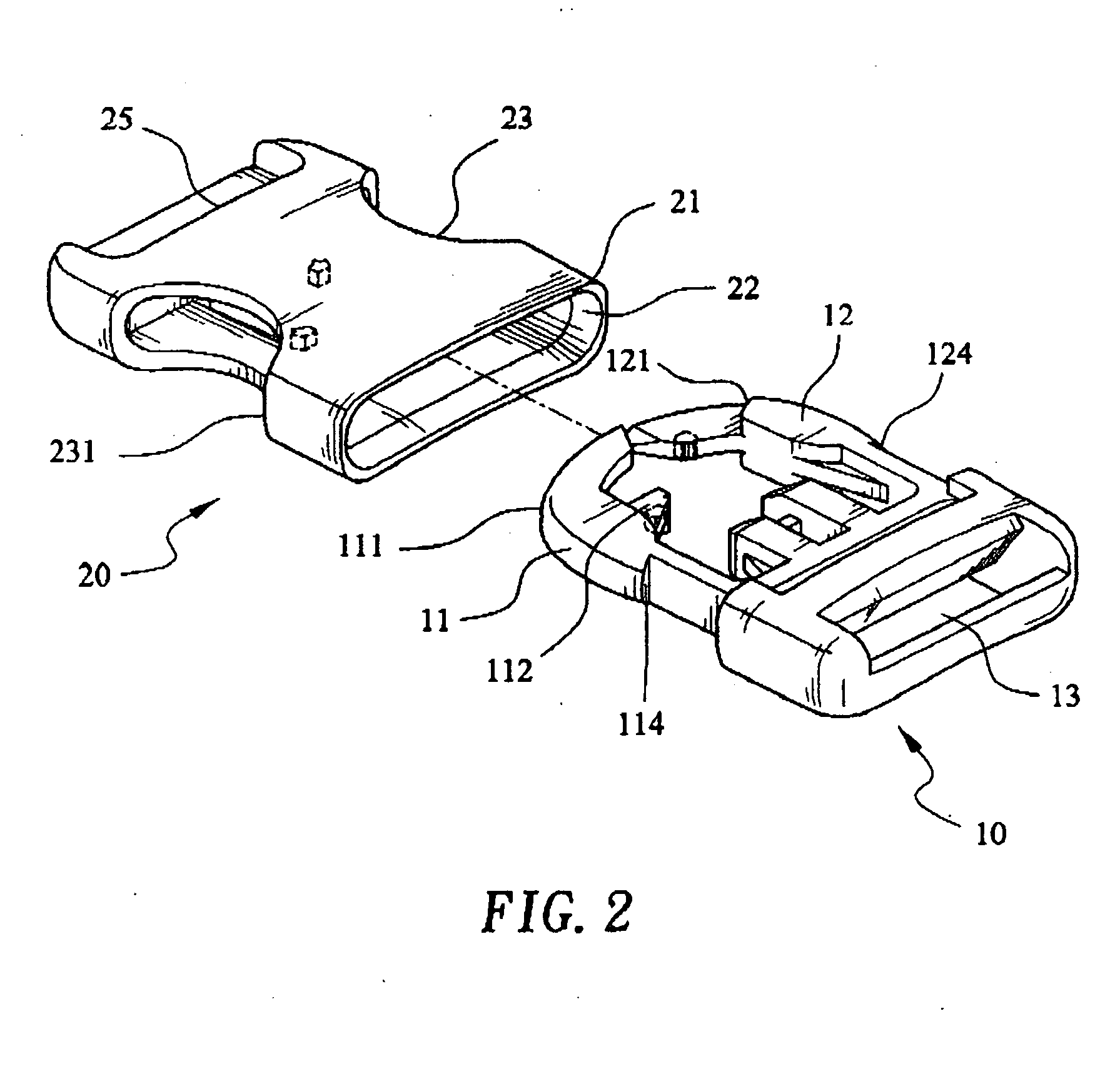 Side release buckle allowing locking from an angular position