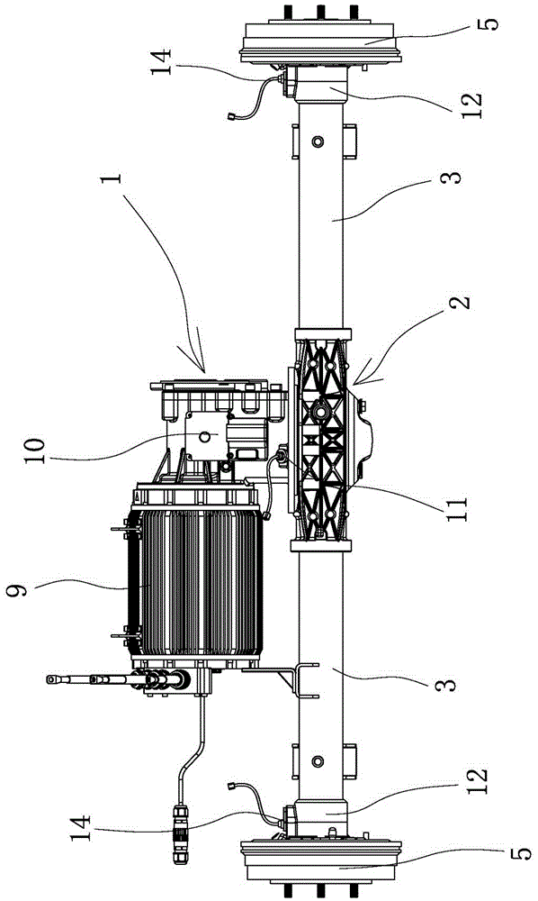 Electric automobile rear axle assembly with an ABS automatic shifting function