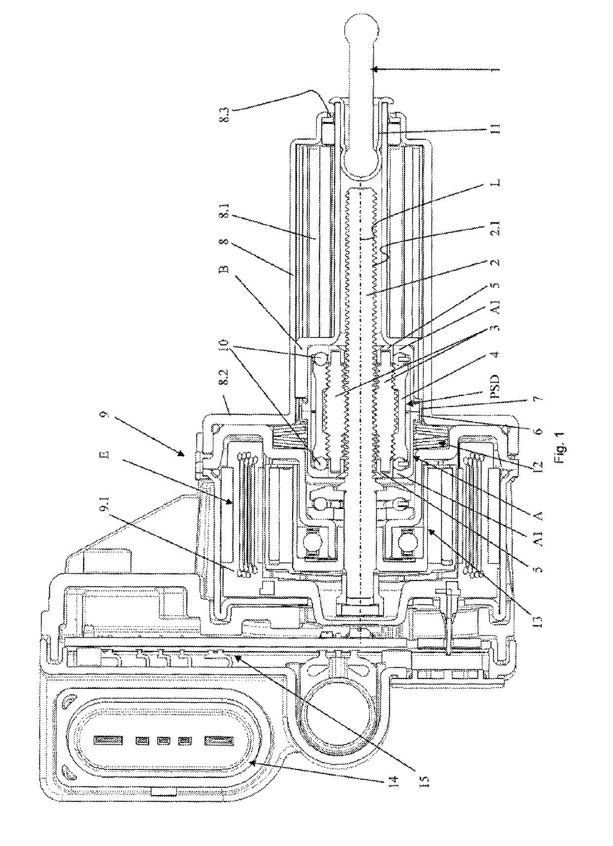 Actuator with planetary screw drive (PSD)