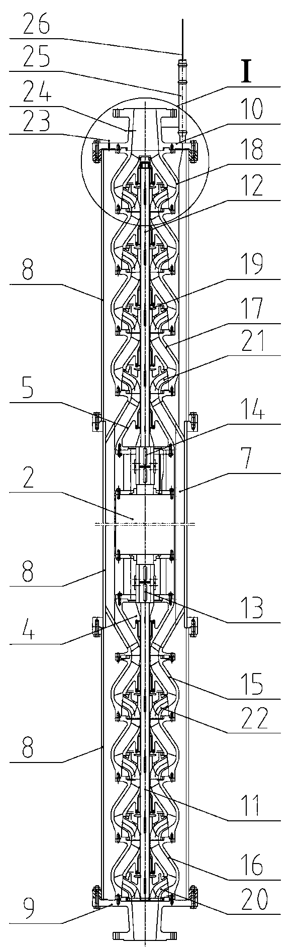 Multistage electric pump for improving coarse-particle solid-liquid two-phase slurry