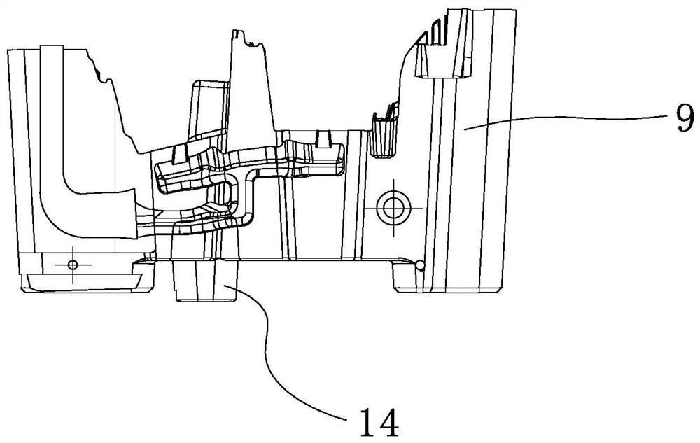 Multi-point straight ejection glue feeding mechanism of injection mold