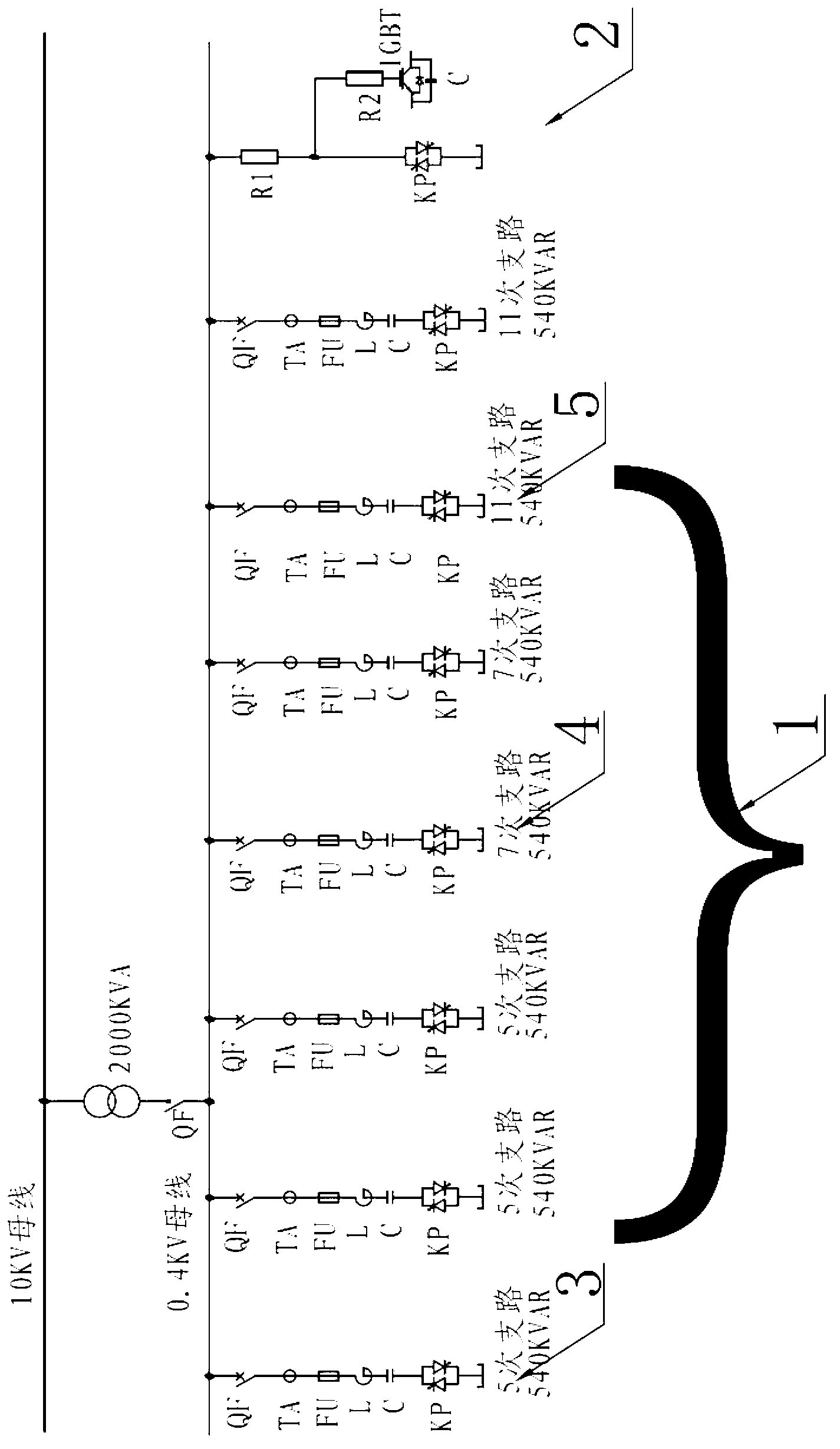 Filter device for controlling harmonic wave of electric power system