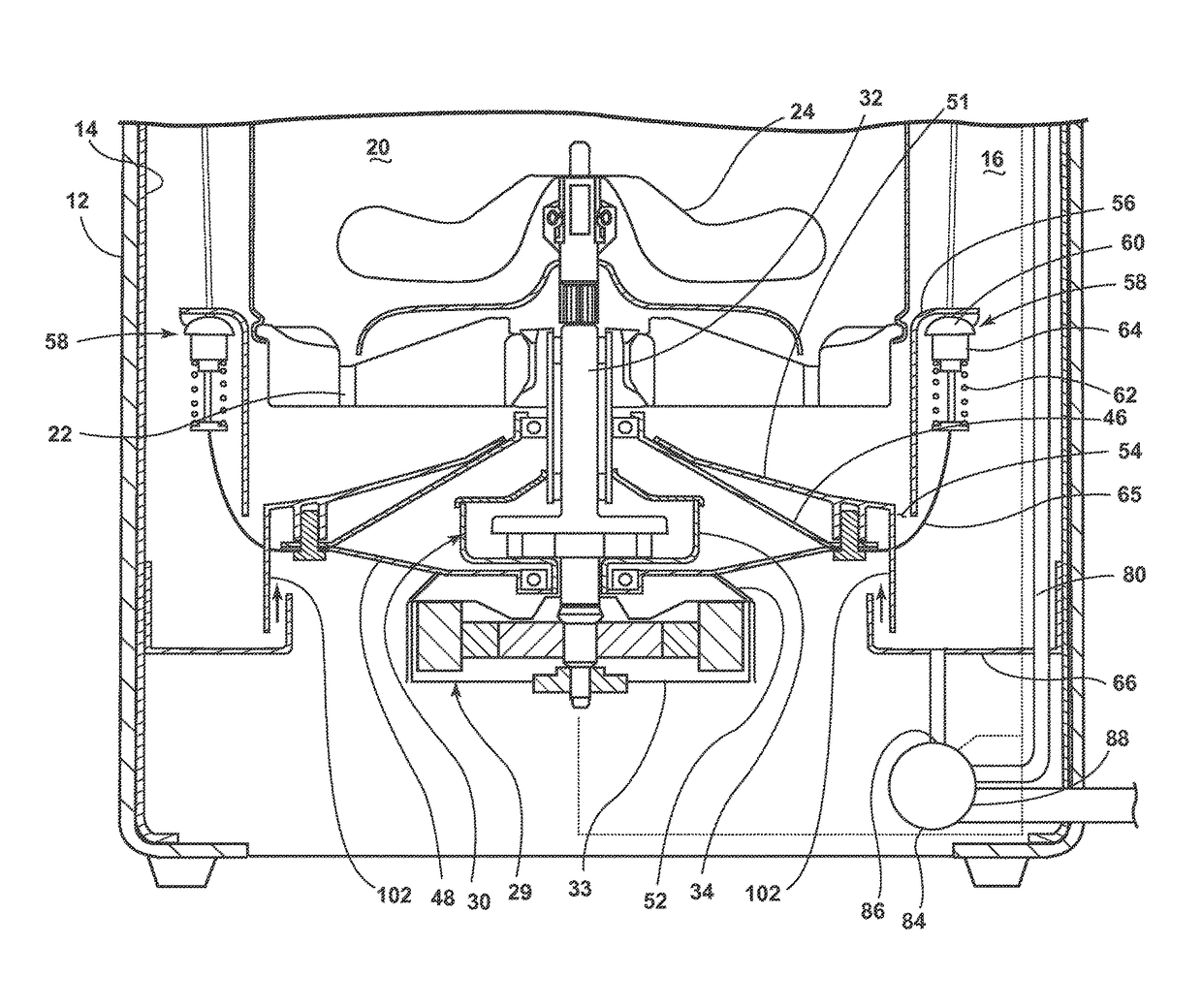 Laundry treating appliance with a static tub and a water trap vapor seal