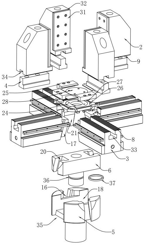 Hydraulic four-jaw double-acting centering chuck