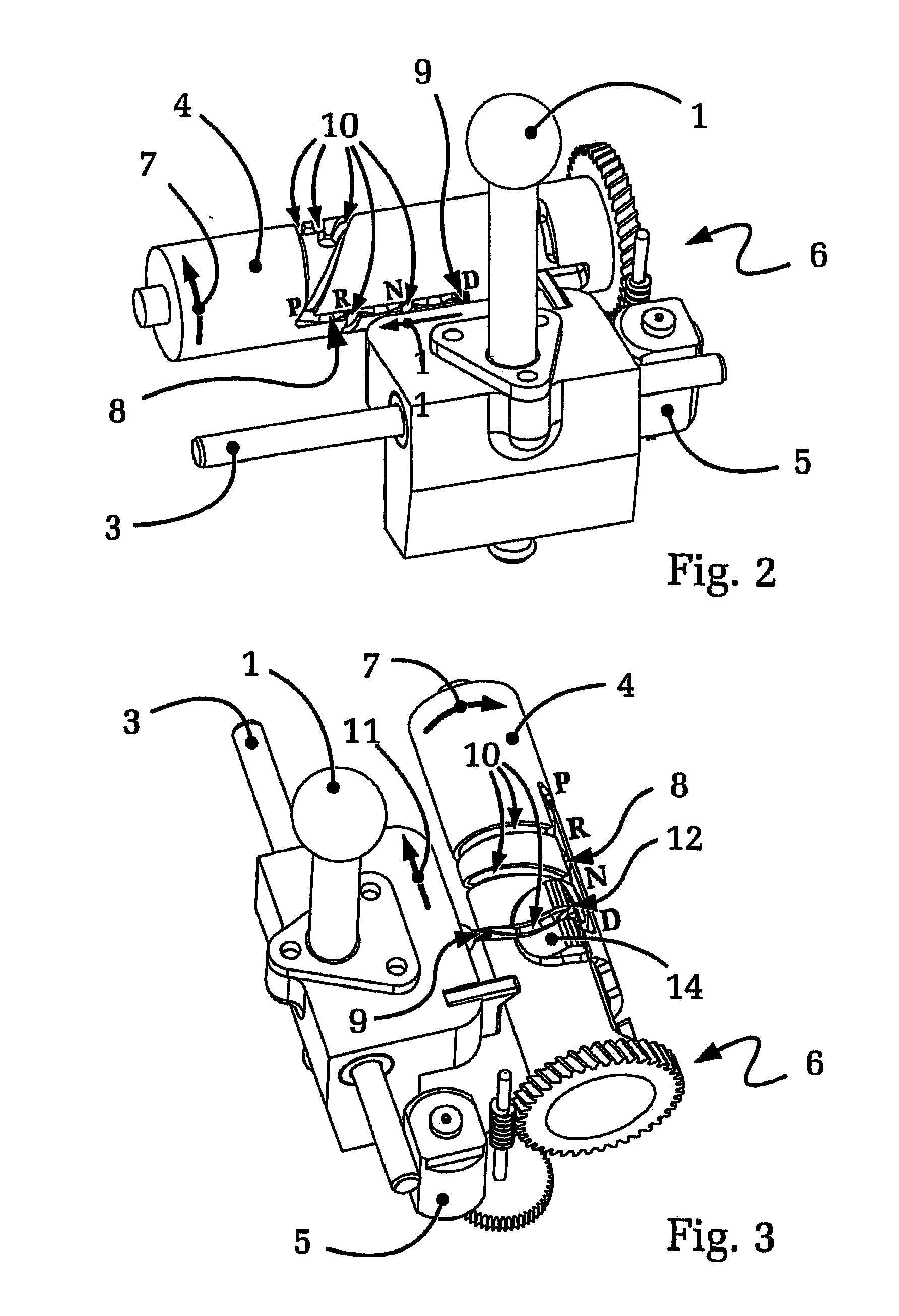 Operating device with gate shafts