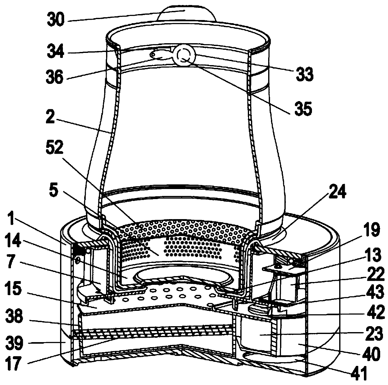 An intelligent charcoal-fired quick-fry automatic medicine-adding medicine pot