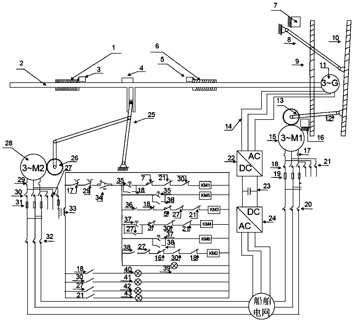 Hydrodynamic power generation device and method for suspended ship