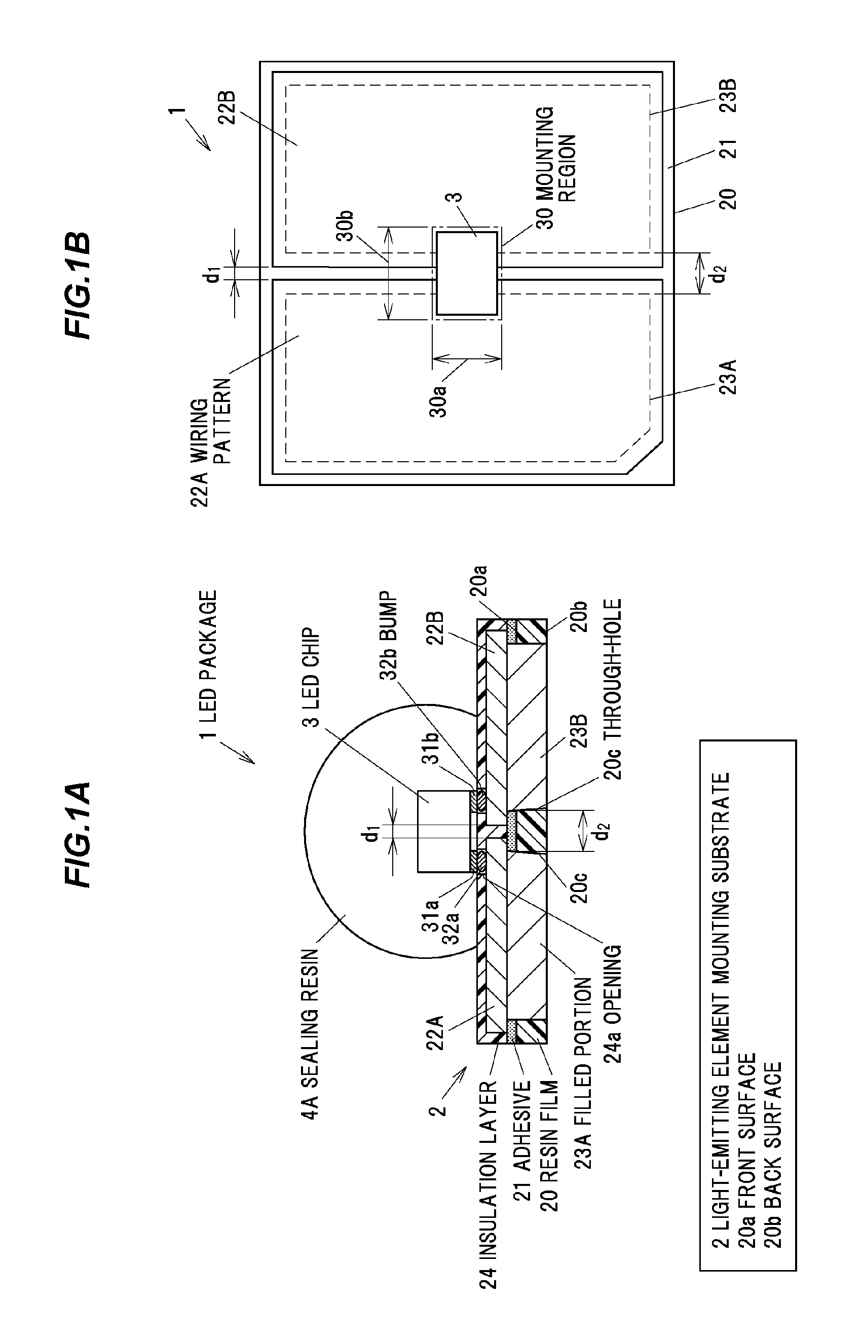 Light-emitting element mounting substrate and LED package