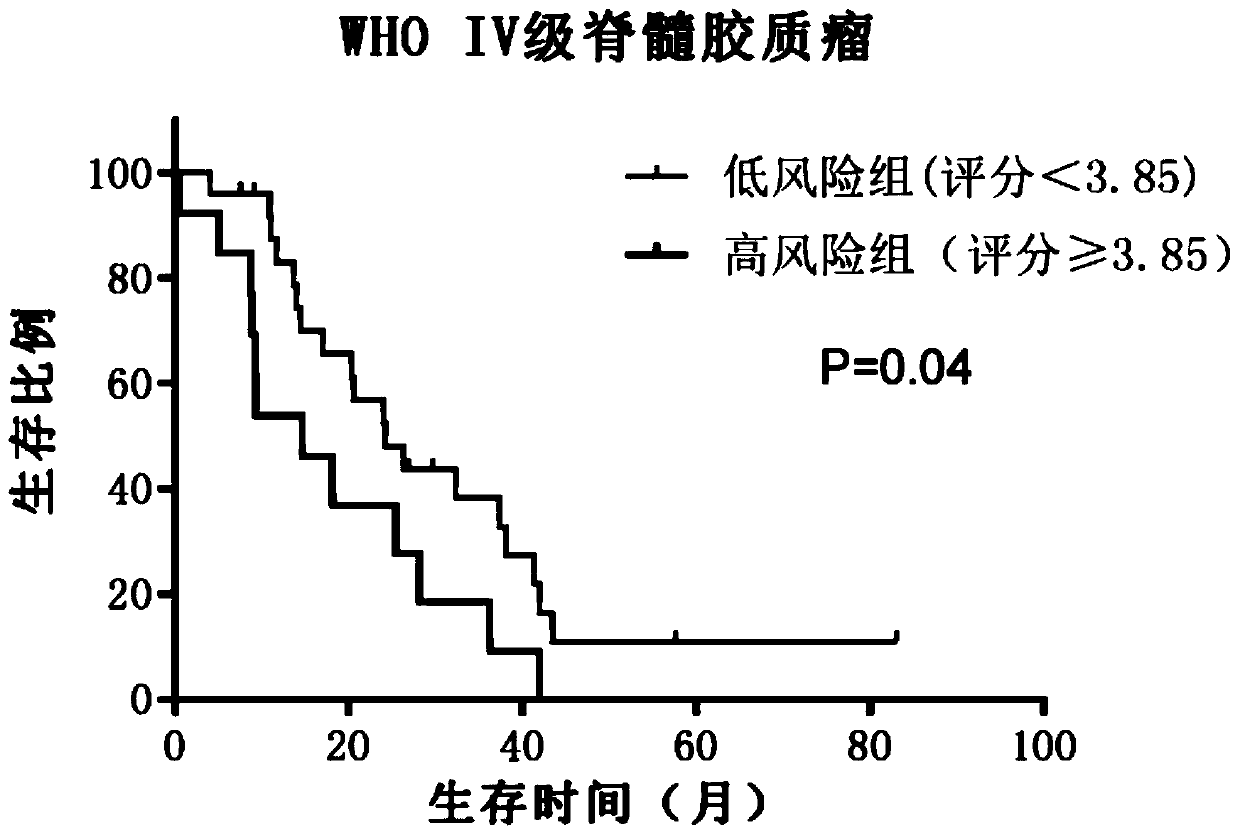 System for evaluating prognosis of patient with spinal glioma based on peripheral blood cells