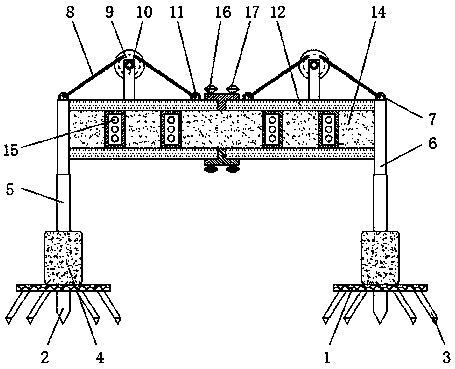 Large-span traffic signal lamp stably connected with ground and used for multiple lanes