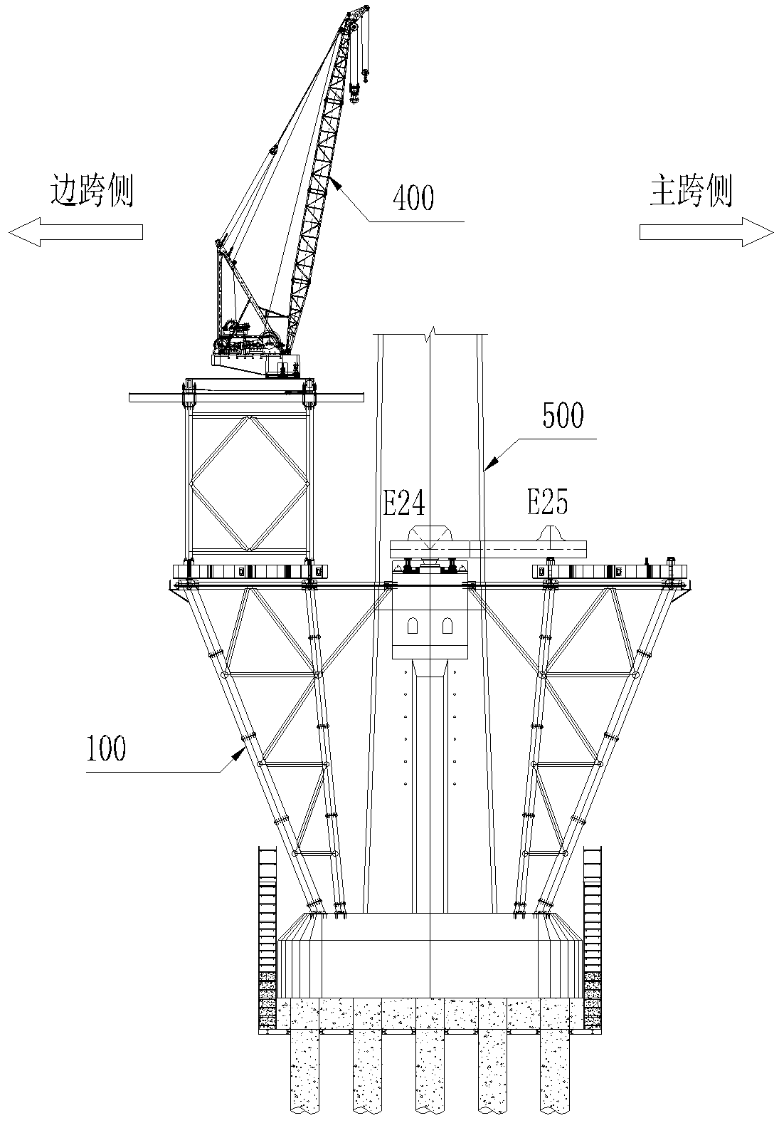 Method for erecting girder on top of main tower mound of steel truss girder cable-stayed bridge