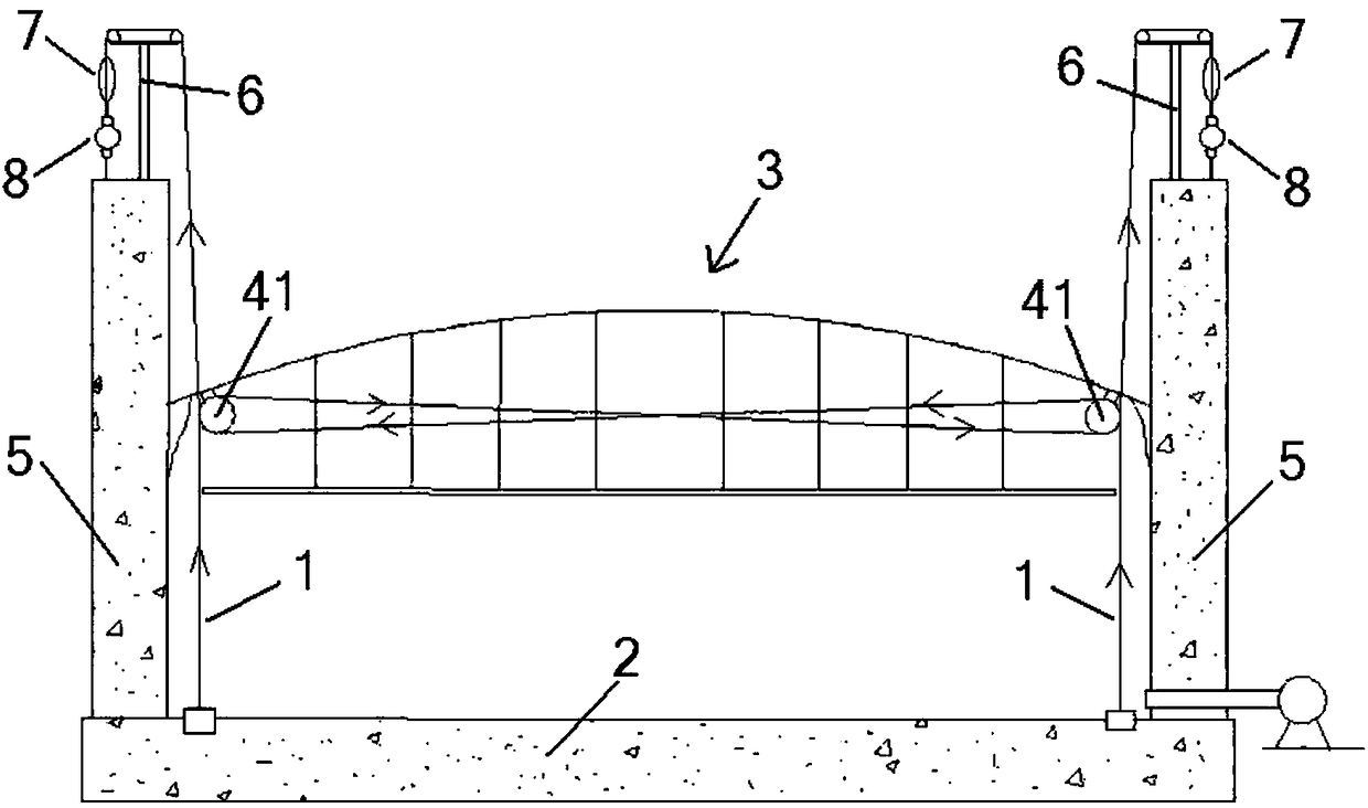 A method of adjusting the dome of lng storage tank to balance the tension of wire rope