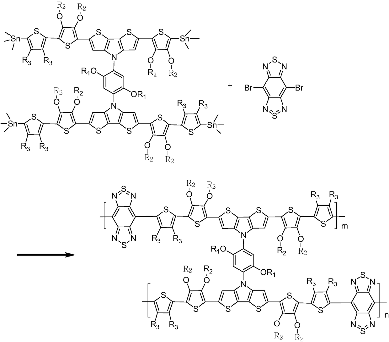 A kind of d-a type copolymer donor material for photoactive layer of polymer solar cell device