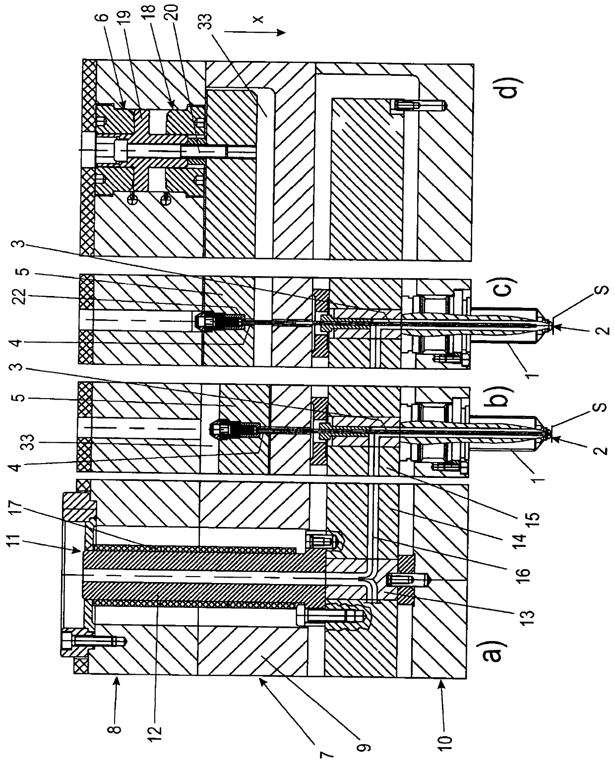 Hot runner device having an overload protection device