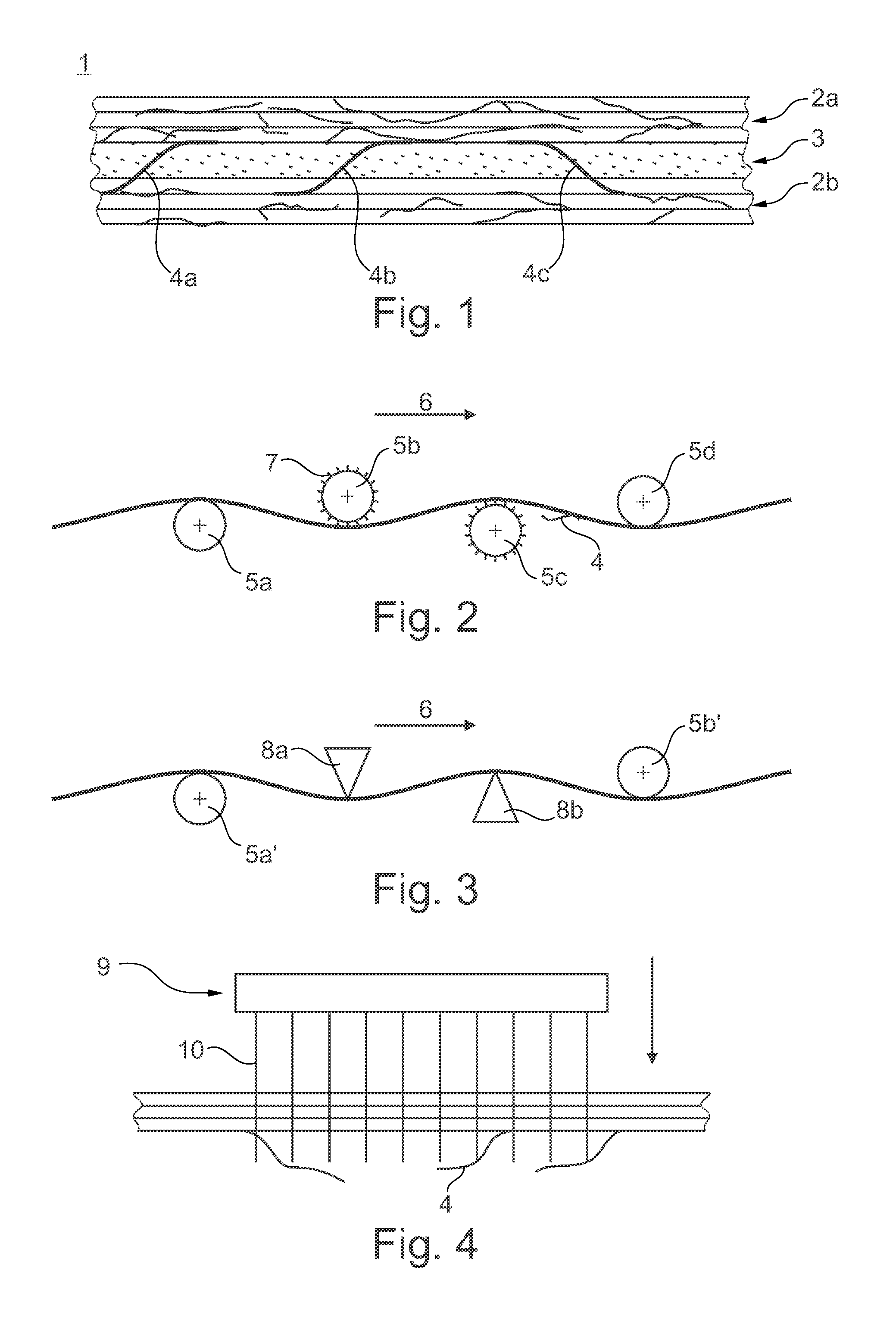 Fiber composite component with an electrically conductive fiber material for reinforcement as well as a device for its manufacture