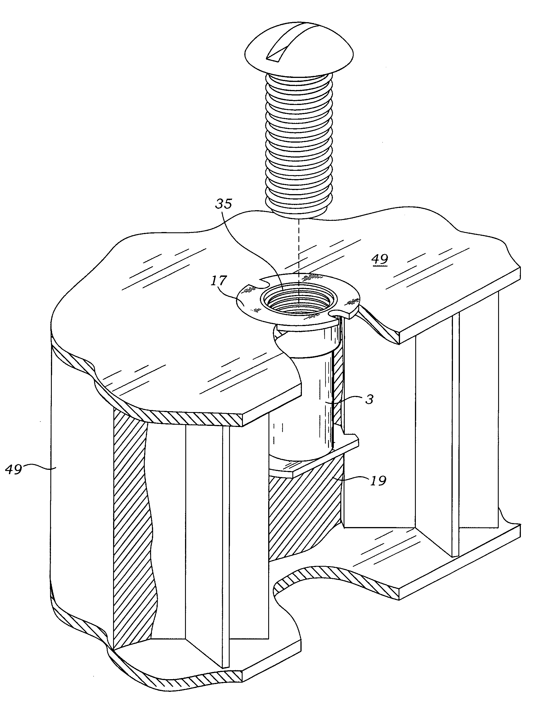 Inset panel fastener