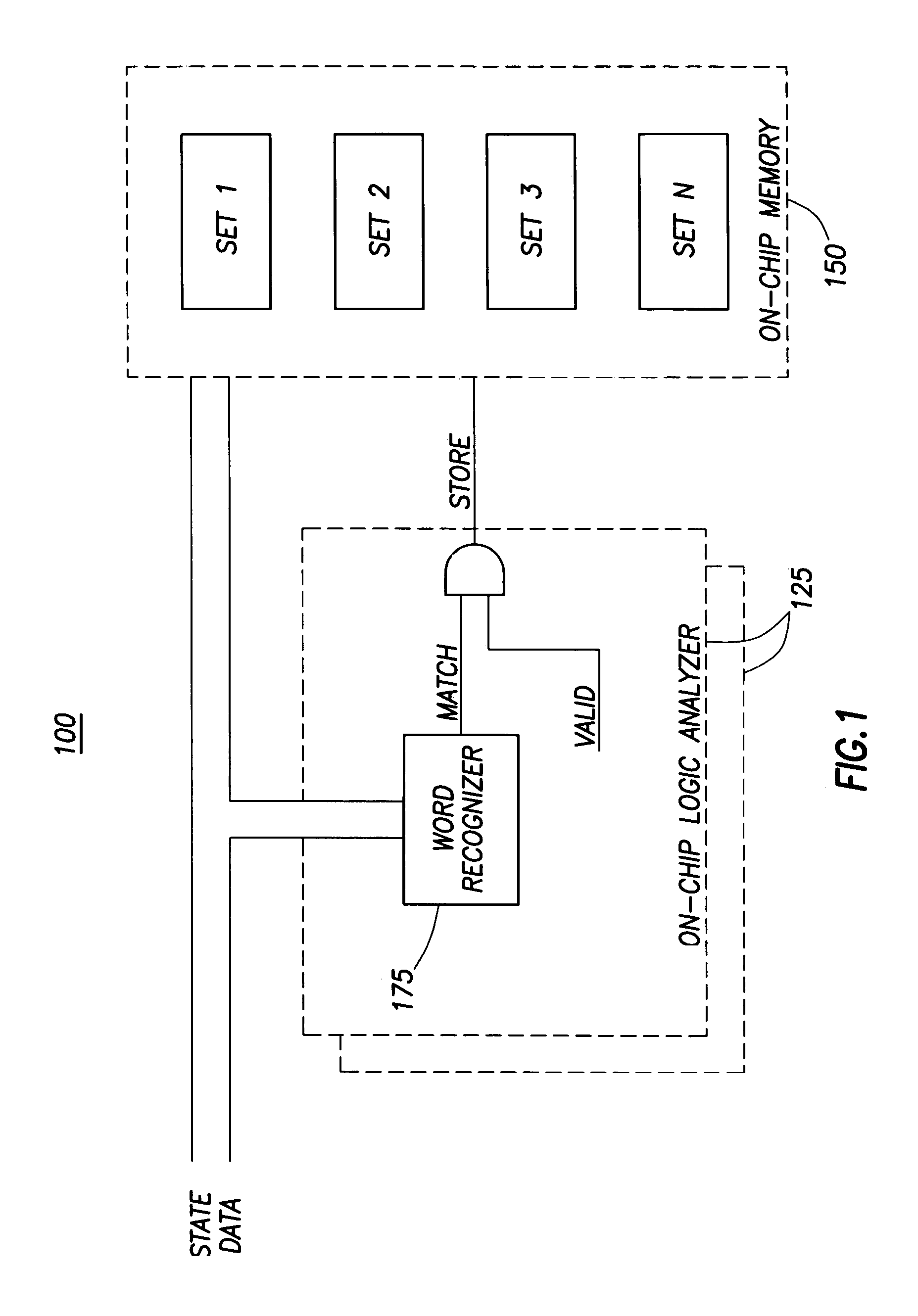 Efficient word recognizer for a logic analyzer