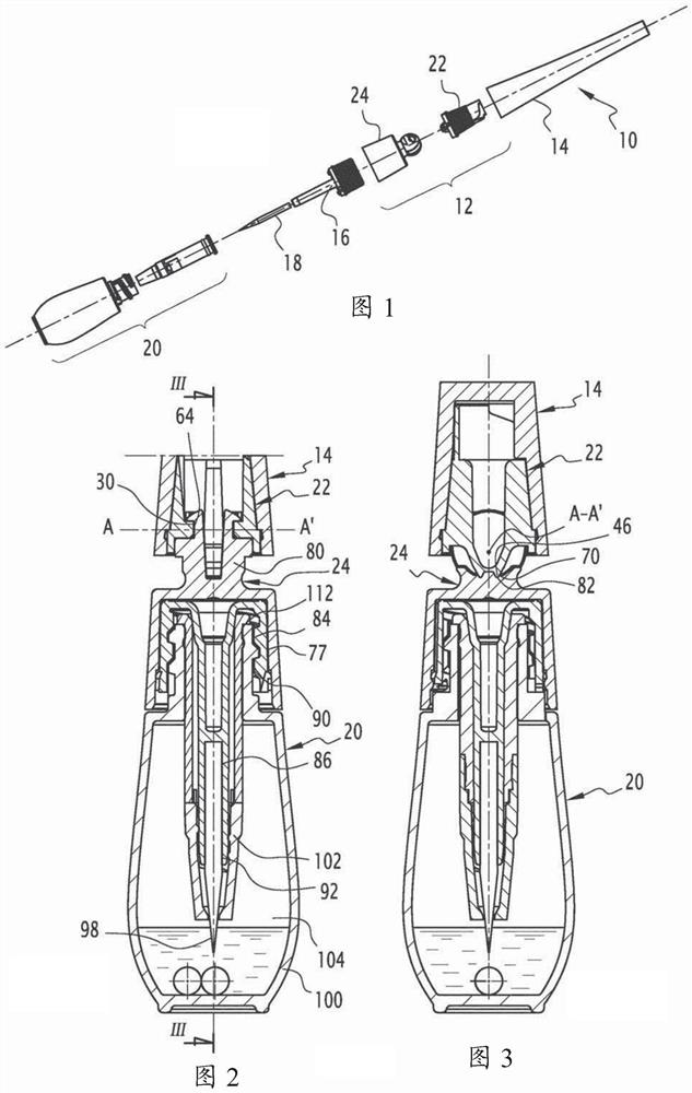 Engagement mechanism of cosmetics application device, related device, application method and manufacturing method