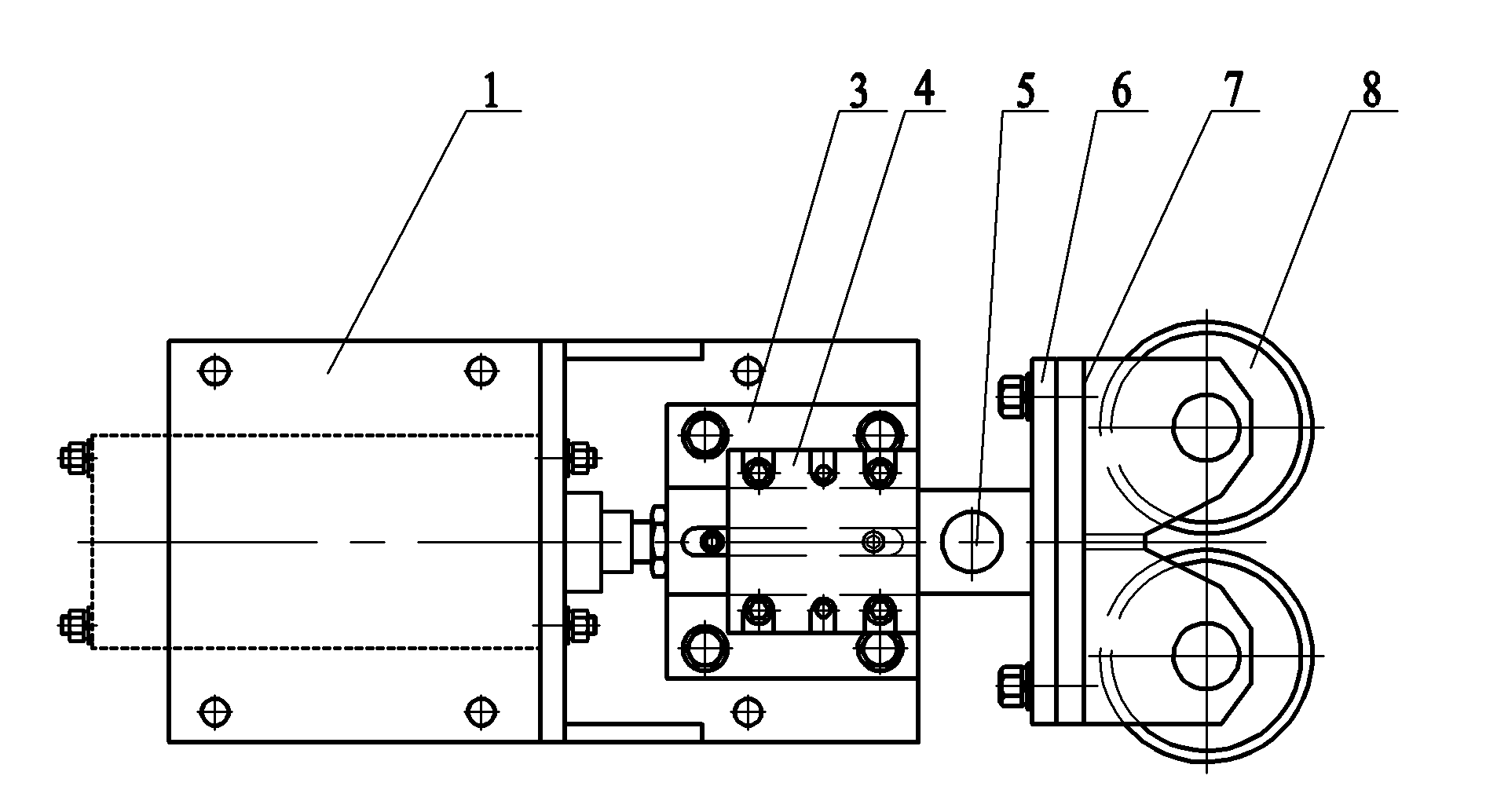 Wire pressing wheel component of inverted wire drawing machine