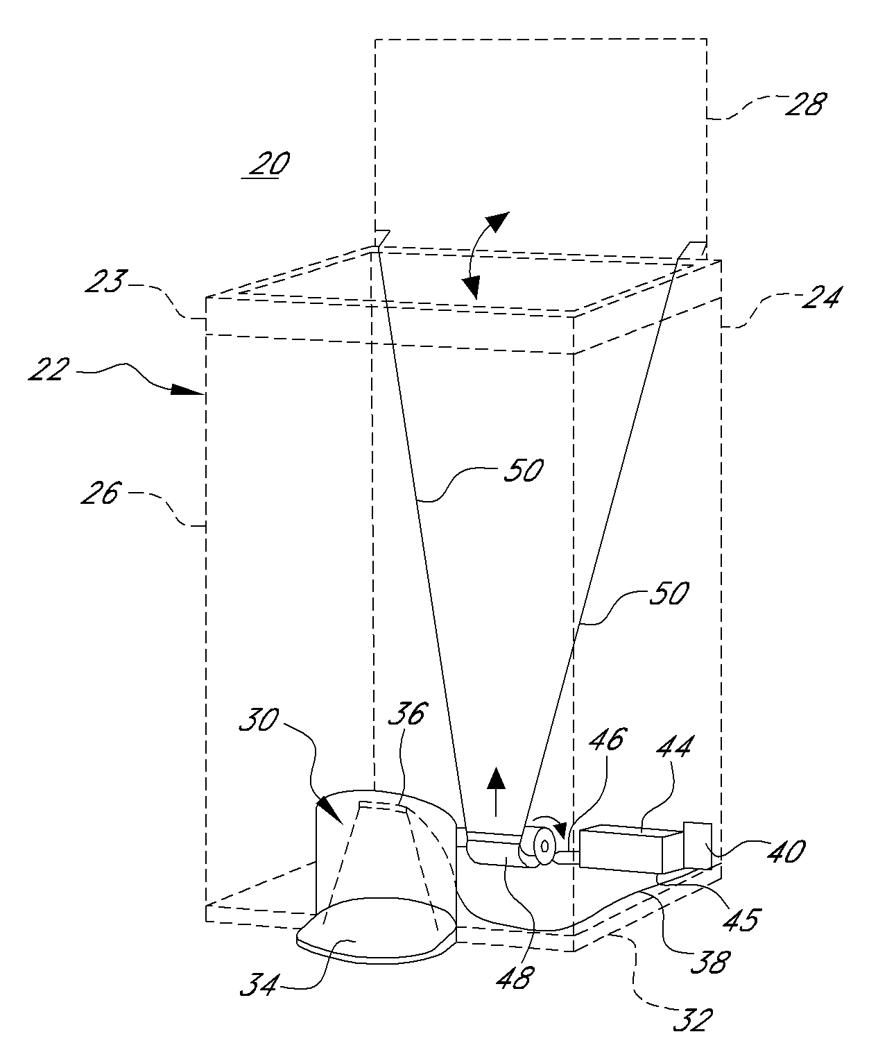 Trash can with power operated lid