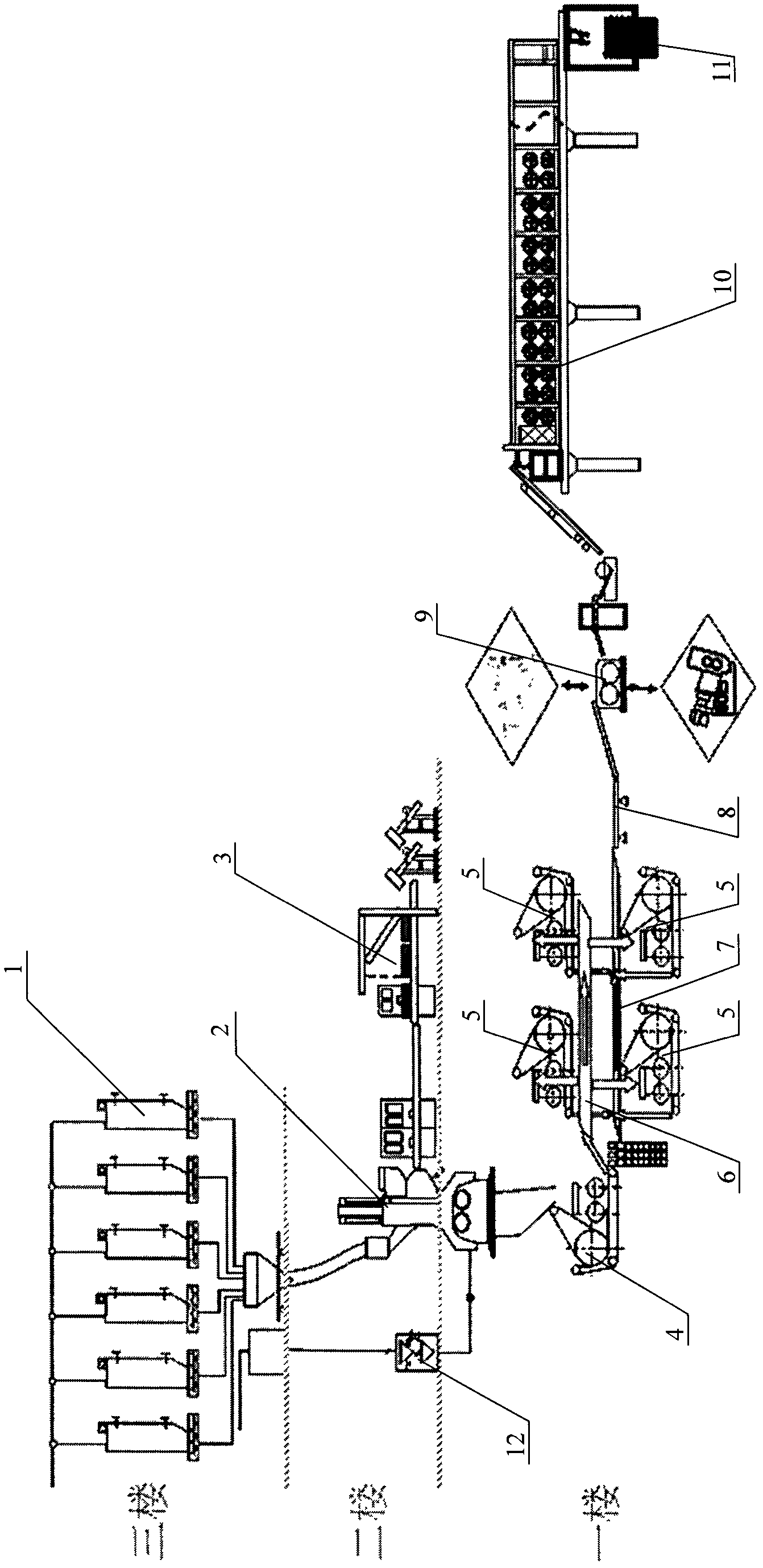 Central flow dividing type one-step rubber fining process and system