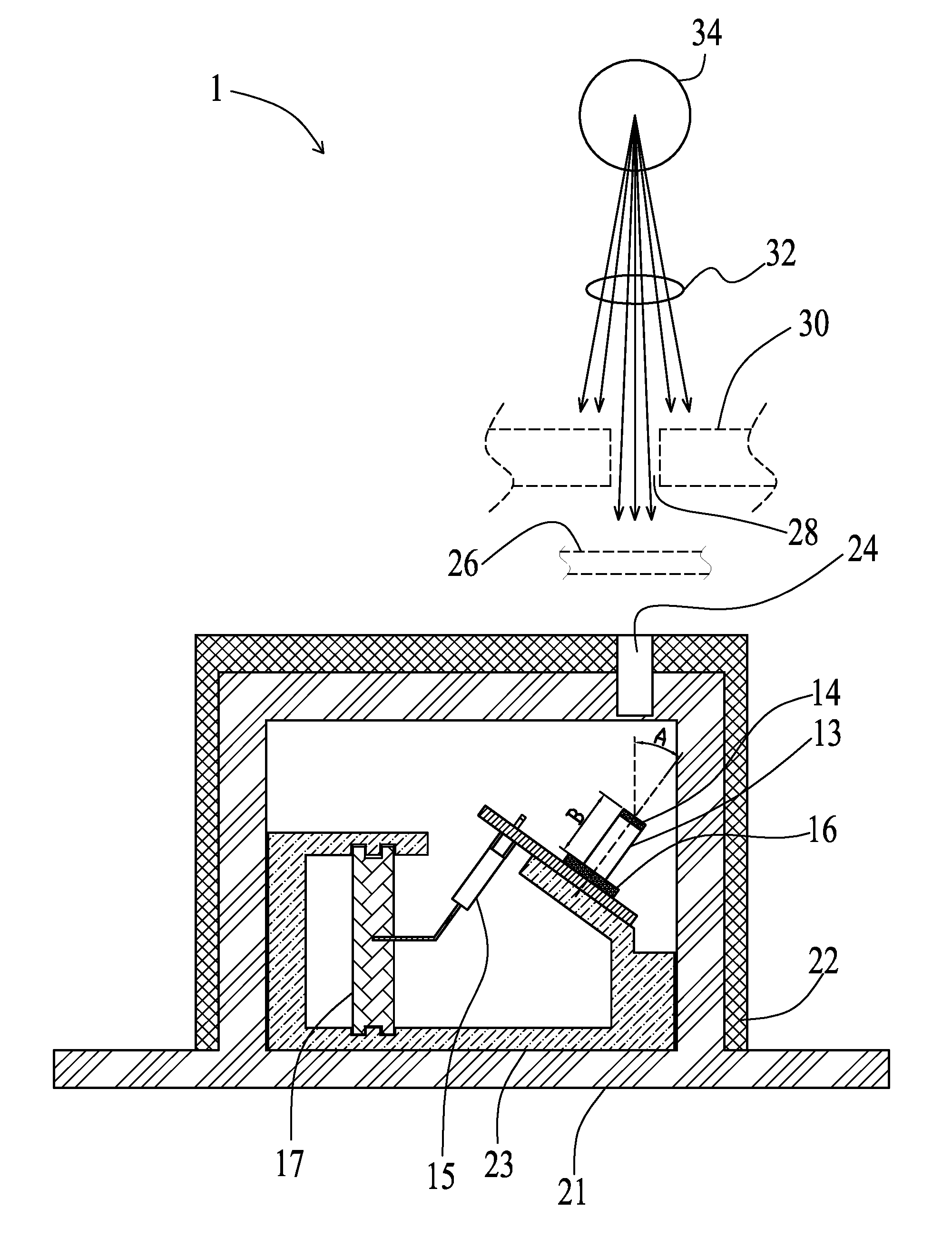 Linear X-ray detector using fiber optic face plate to alter optical path