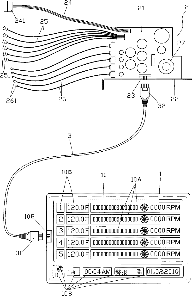 External monitor device for computer case fan and temperature