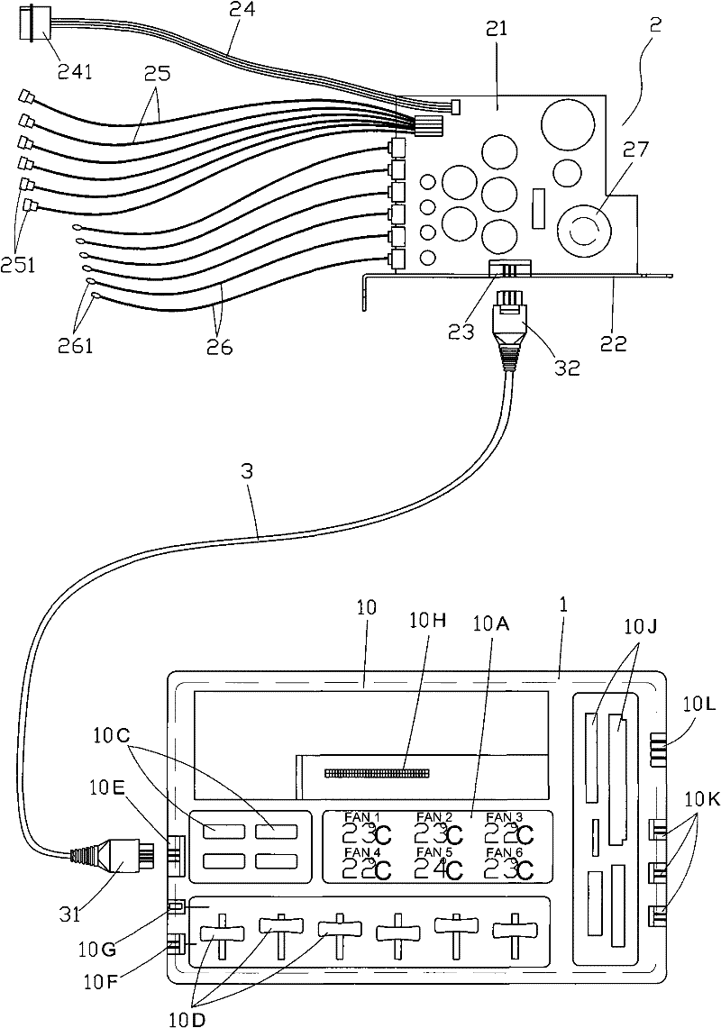 External monitor device for computer case fan and temperature