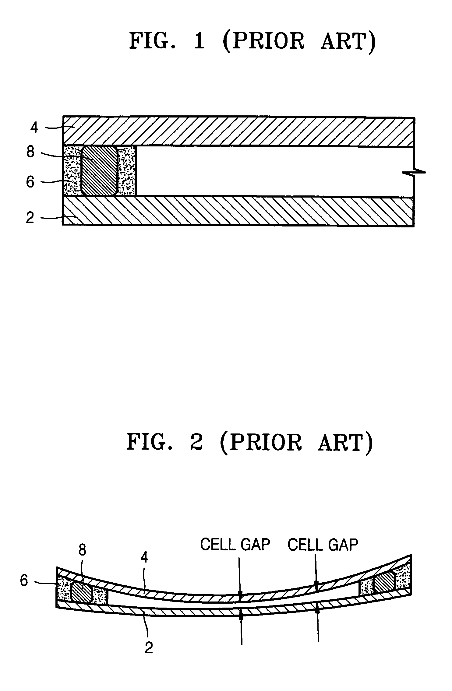 Bonding structure for flat panel display and method having outer and inner walls of a predetermined interval having sealant and bonded to upper and lower substrates for unimpeded cell gap between the substrates and the inner separation wall